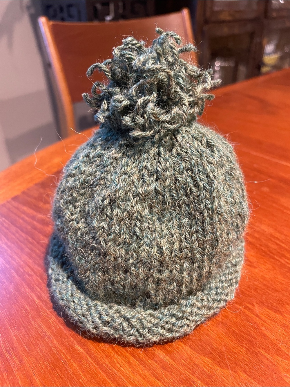 Newborn infant alpaca handmade knit beanie